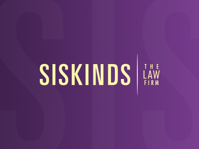 Siskinds logo on purple background