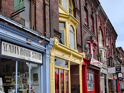 Store fronts along street