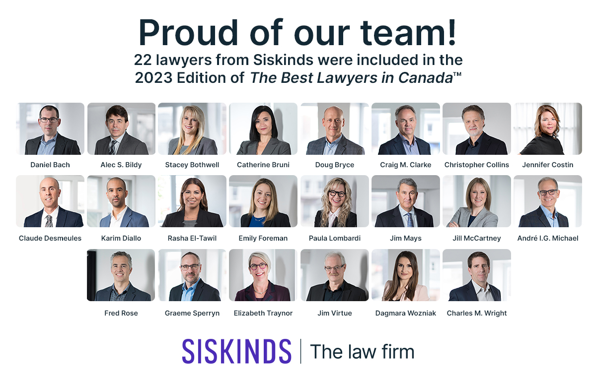 Images of Siskinds lawyers recognized in the 2023 Edition of The Best Lawyers In Canada.