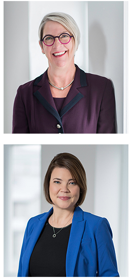 profile photos of lawyers Beth Traynor and Jennifer Costin. Beth's photo is on top of the image with Jen's directly underneath.